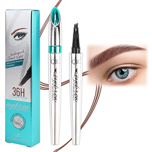 Eyebrow Pencil Tattoo Eyebrow Pen Waterproof Microblading Eye Brow Makeup Tool with Fork Tip Long-lasting for Natural Hair Like Defined Smooth Br