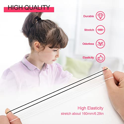 Hanyousheng Hair Bands, 1000 Pcs Hair Elastic Bands, Black and Clear Small Hair Bands, Small Elastic Bands for Hair, for Kids Hair Braiding,Weddi