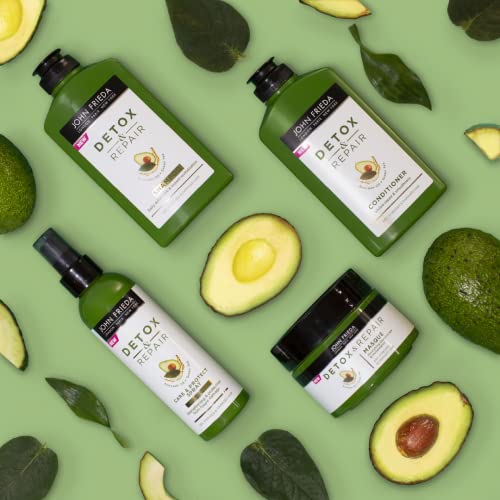 John Frieda Detox & Repair Care & Protect Heat Protection Spray 200 ml, Detangling and Strengthening Spray for Dry, Stressed and Damaged Hair, Le