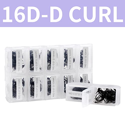 Pre Made Fan Volume Eyelash Extensions 10D 0.07mm D Curl 500 Fans 9-16mm Mixed Tray Premade Fans Loose Volume Lash Extensions Handmade Promade Lo