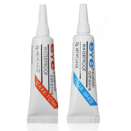Eyelash Glue Clear 7g 0.25 FL. OZ. Strong Hold False Eyelash Glue Waterproof Long Lasting Lash Glue Strip Eyelash Adhesive White Lashes Glue