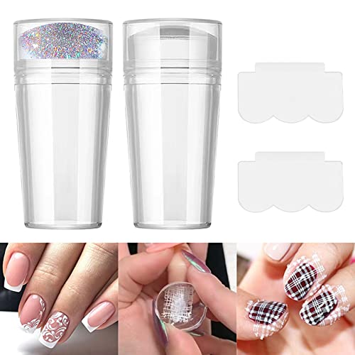 French Tip Nail Stamp, Nail Art Stamper Clear Silicone Jelly Stamper Transparent Nail Stamper Nail Art Jelly Stamper kit with Scraper Nail Art Br