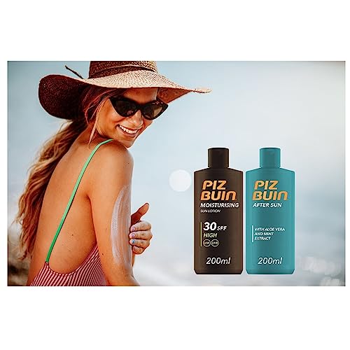 Sun Protection Bundle Includes Piz Buin Sun Lotion SPF30 200ml bundled with Piz Buin After Sun Soothing and Cooling Moisturising Lotion 200ml wit