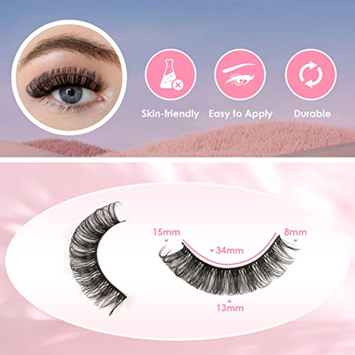 Glowingwin Cat Eyelashes Volume 3D Hybrid Natural Look Fake Russian Strip Lashes 10 Pairs Dramatic Fluffy Handmade Reusable D Curl False Eyelashe