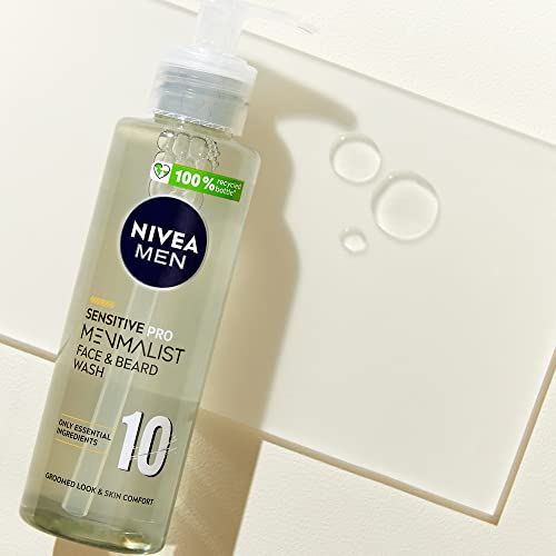 Nivea Men Sensitive Pro Menmalist Face and Beard Wash, Cleansing Men's Face Wash, 10 Essential Ingredients to Gently Remove Dirt and Oils, 200 ml