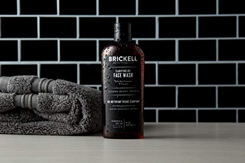 Brickell Men's Clarifying Gel Face Wash for Men, Natural and Organic Rich Foaming Daily Facial Cleanser Formulated With Geranium, Coconut and Alo