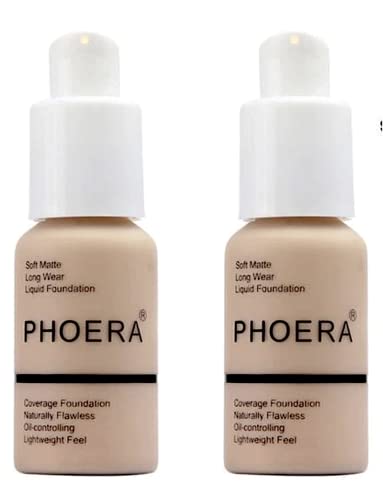 EZ BUYS UK PHOERA Full Coverage Foundation and Makeup Concealer, 24HR Lightweight Soft Matte Poreless Liquid Foundation - Oil-Control Formula - S