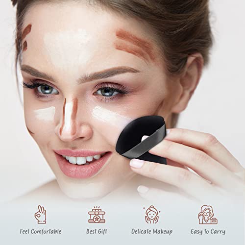 QLines® Powder Puff 2 Pcs - Triangle Powder Puffs - Soft & Resuable Foundation Makeup Sponge with Silky Ribbon - Perfect for Pressed and Loose Po