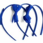 Caprilite 3 x School Hair Bows on Headbands Alice Bands Uniform Colours Bow Headband Set (Royal Blue)