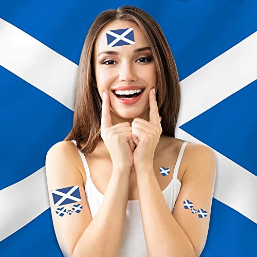 Scotland Flag Temporary Tattoos,10 Sheets National Flag Face Tattoo Stickers for World Cup European Cup International Competitions