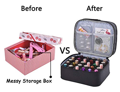 Double-Layer Nail Varnish Storage Case, Essential Oil Bag for for Nail Varnishes and Manicure, Nail Varnish Holder, Holds 30 Bottles (15ml - 0.5