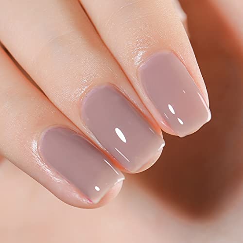 FANZEST Nude Gel Nail Polish LED UV Jelly Milky Transparent Clear Sheer Natural Color Gel Polish French Manicure Nail Art (Soft Clear Pink)