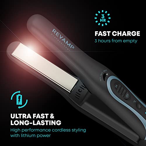 REVAMP Progloss Liberate Shine Cordless Straightener, Ceramic Compact Straightener with Lithium-Ion Technology for Frizz-Free Hairstyles, Infused