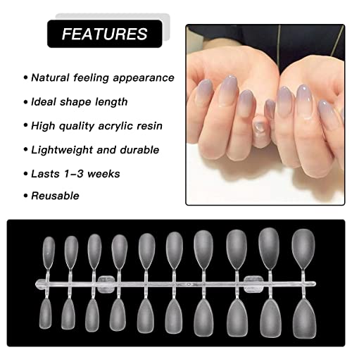 BomnKa 480 Pcs Short Almond Nail Tips, Gel Nail Tips 10 Sizes Clear Soft Nail Tips Fake Nails for Nail Art Salon and Home DIY