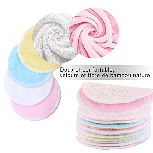 Reusable Makeup Remover Pads| Bamboo Fiber Organic Cotton Pads Face| Cotton Rounds Eyes Make Up Remover Pads Zero Waste Washable| for All Skin Ty
