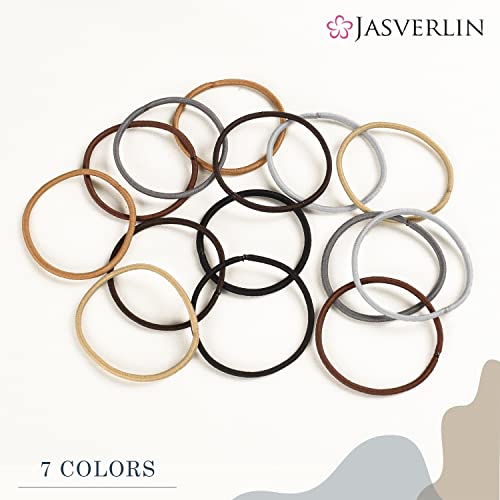 JASVERLIN Small Hair Elastics, Seamless Thick Hair Ties, No Pull Ponytail Holders Braided Hair Tie Styling Bands for Fine to Medium Hair, Women G