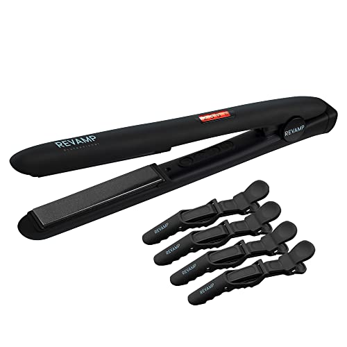 REVAMP Progloss Liberate Shine Cordless Straightener, Ceramic Compact Straightener with Lithium-Ion Technology for Frizz-Free Hairstyles, Infused
