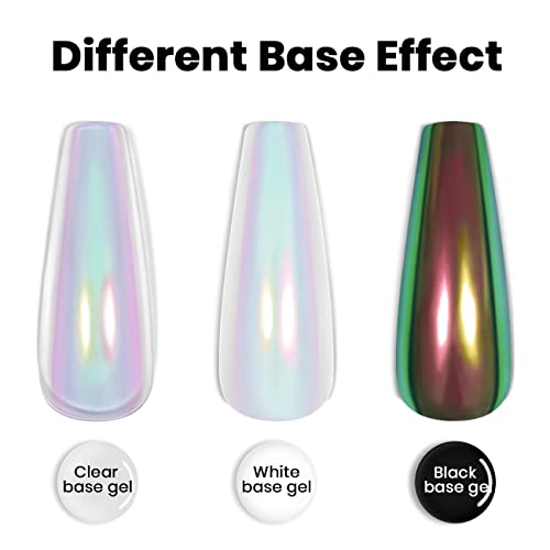 RARJSM Aurora Liquid Powder Chrome Nail Polish Magic Metallic Chameleon Mirror Effect Finish 5ML 0.17FLOZ Chrome Iridescent Mermaid Pearl White G