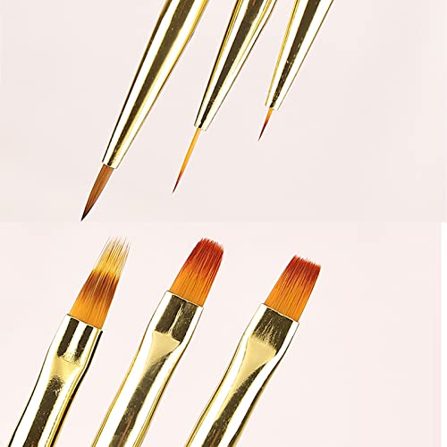 LacyMC Nail Brushes, 3 Pieces Fine Nail Brushes for Nail Art Decoration, 2 in 1 Nail Polish Brush Set for Applying UV Gel, Decorating Acrylic Fal
