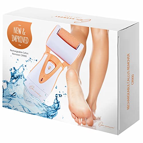 Electric Hard Skin Remover for Men by Own Harmony: USA's Best Rated Callus Remover- Rechargeable Pedicure Tools w 3 Coarse Rollers, Velvet-Smooth