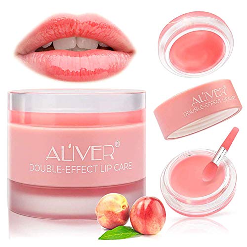 Lip Sleep Mask with Collagen Peptide, Peach Lip Scrub Overnight Moisturizer for Lip Skin Care and Lip Treatment Repairs Dry&Chapped&Peeling&Crack