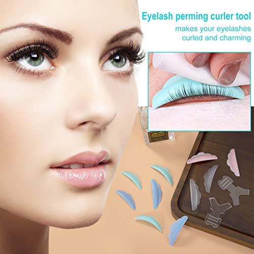 Heveer Eyelash Perming Curler Set Silicone Eyelash Shield Pads 5 Sizes with Y Shape Eyelash Brush Reusable for Lash Lift 44pcs