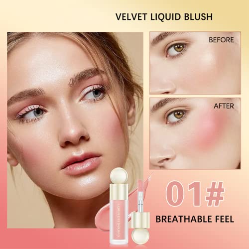 Liquid Blush - Cream Blush - Waterproof Lightweight Natural-Looking Smooth Natural-Looking Dewy Finish Skin Tint Blush Makeup - 7.5ml (01#)