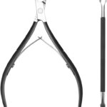 Cuticle Nipper with Cuticle Pusher-Professional Grade Stainless Steel Cuticle Remover & Cutter-Durable Manicure and Pedicure Tool (Black)