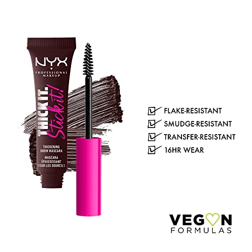 NYX Professional Makeup Thick It. Stick It! Brow Mascara, Tints & Thickens with 16hr Wear, Espresso