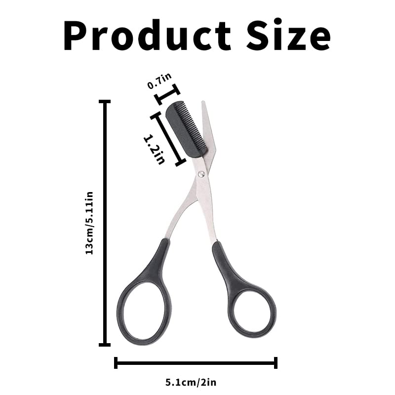 Eyebrow Scissors with Comb, Black Eyebrow Trimmer Scissors, Stainless Steel Eyebrow Trimmer Eyelash Comb Eyebrow Comb Small Eyebrow Grooming Beau