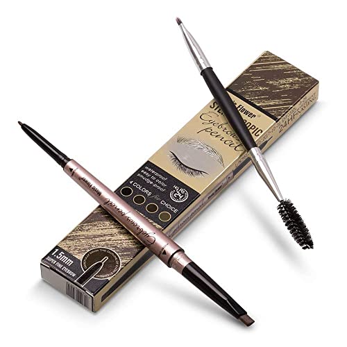 HeyBeauty Eyebrow Pencil with Brow Brush, Double Ended Eyebrow Pen, Automatic Makeup Cosmetic Tool (Dark brown)