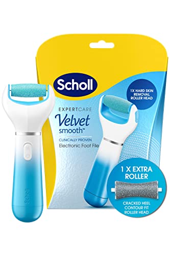 Scholl Velvet Smooth Electric Foot File Pedicure Hard Skin Remover with Extra Cracked Heel Roller Refill