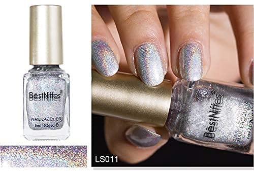 6Pcs Laser Nail Polish, Pretty Shiny Mirror Glitter Holographic Long Lasting Nail Polish (6ml*6) (6 Pcs)