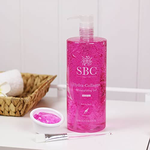 SBC Skincare Hydra-Collagen Moisturising Gel - 1000ml | Anti-Ageing Collagen Gel | Oil-Free Lightweight Face And Body Moisturiser Gel | Collagen