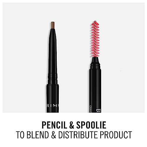 Rimmel London Brow Pro Micro Ultra-Fine Precision Pencil & Brush, Natural-looking Defined Brows, Soft Brown, 0.03 g