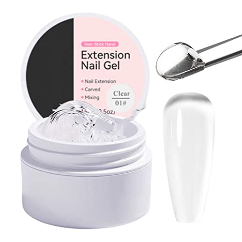 Builder Gel for Nails Extension, Solid Builder Gel Non-Stick Hard Builder Gel Clear Poly Builder Gel for 3D Modeling Decoration Nail Art DIY Mani