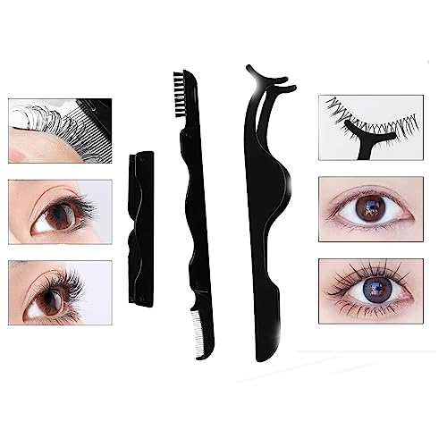 Eyelash Curler, 4 in 1 Lash Curler Kit,Black Eyelash Curler, Eyebrow Comb Easy to Use Cosmetic Tool for Long Lasting Curled Lashes Built in Separ