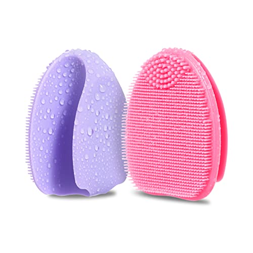 HieerBus Silicone Face Scrubber,Manual Exfoliating Brush,Handheld Facial Cleansing Brush for Women Men-Blackhead Removing Pore Cleansing Massagin