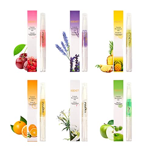 Nail Nutrition Pen,6PCS Nail Cuticle Oil Pen Set Nail Nutrition Oil Nail Care for Repairing Cracked & the Dry Cuticle (Mix Flavors)