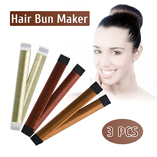 Sularpek 3PCS Hair Bun Maker, Bun Makers For Hair, Hair Donut Bun Maker, French Twist Bun Shaper For Girls Women,3 Colors