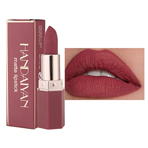 Matte Lipstick Long Lasting, Non Stick Cup Velvet Lipstick Lip Gloss Waterproof Lipstick Professional Lipstick Cosmetics Make Up Gifts Full-Cover