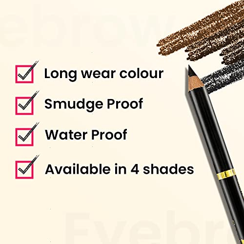 Beauty Forever True Kohl Waterproof Eyebrow Pencil with Sharpener, Definer, Matte Finish, Long Lasting, Waterproof, Suitable For All Eyebrow Shap