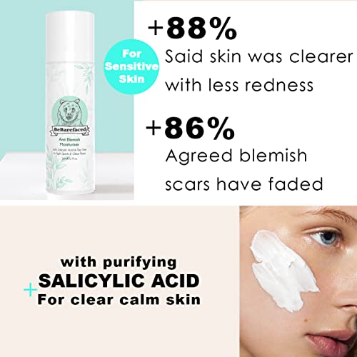 BeBarefaced Acne Treatment Acne Cream Moisturiser - Spot Cream Spot Treatment for Face with Tea Tree Oil and Salicylic Acid BHA - Anti Blemish Fa