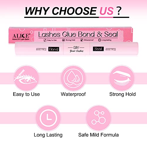 Cluster Lashes Glue Bond and Seal for DIY Lash Extension Strong-hold Long-lasting Waterproof Clump-resistant Eyelashes Glue (5ml×2)