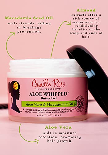 Camille Rose Aloe Whipped Butter Gel 240ml - Crafted to provide moisture and light styling hold. Natural, clean formula. For coily, curly and wav