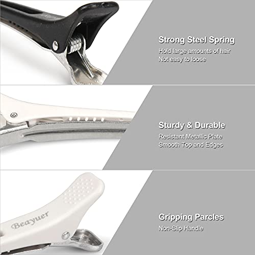 Beayuer Professional Salon Hair Clips 6 Pack Hair Clips for Styling and Sectioning Non Slip Hair Clips With Silicone Band No Trace Hair Clips for