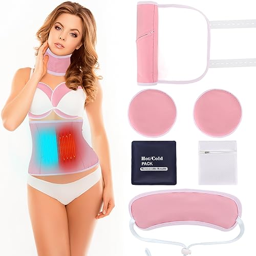 QYCHHJ 6PCS Castor Oil Pack Wrap Kit Reusable Organic Packs with Heating for Liver Detox,Comfort Sleep, Inflammation Adjustable Elastic Strap Fla