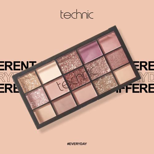 Technic Invite Only Eyeshadow Palette - 15 Blendable Shades with Highly Pigmented Glitters, Shimmers & Mattes for Day or Night Looks. A Mixture o