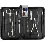 Manicure Set - 12 Piece Professional Pedicure Tools - German Made Nail Kit - Grooming Set - Genuine Leather Case - Ideal Travel Nail Kit - Nail S