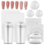 EBANKU 3PCS Clear Nail Stamper Silicone Jelly Stampers with 4PCS Scrapers and 3PCS Silicone Replace Nail Art Stamper Heads for Manicure Tools